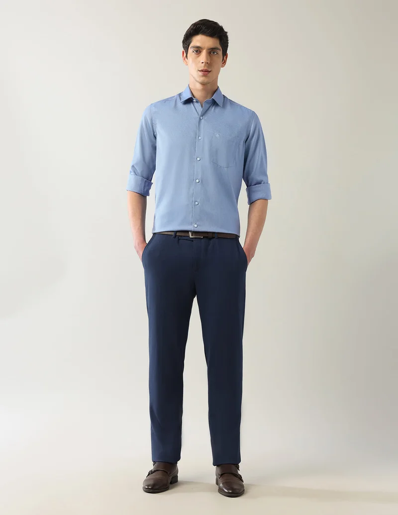 Arrow Dark Blue Manhattan Slim Fit Autopress Shirts for Men | Best Price UAE