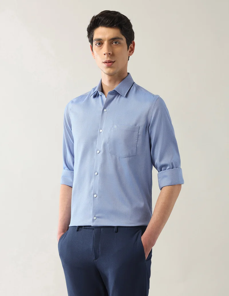 Arrow Dark Blue Manhattan Slim Fit Autopress Shirts for Men | Best Price UAE