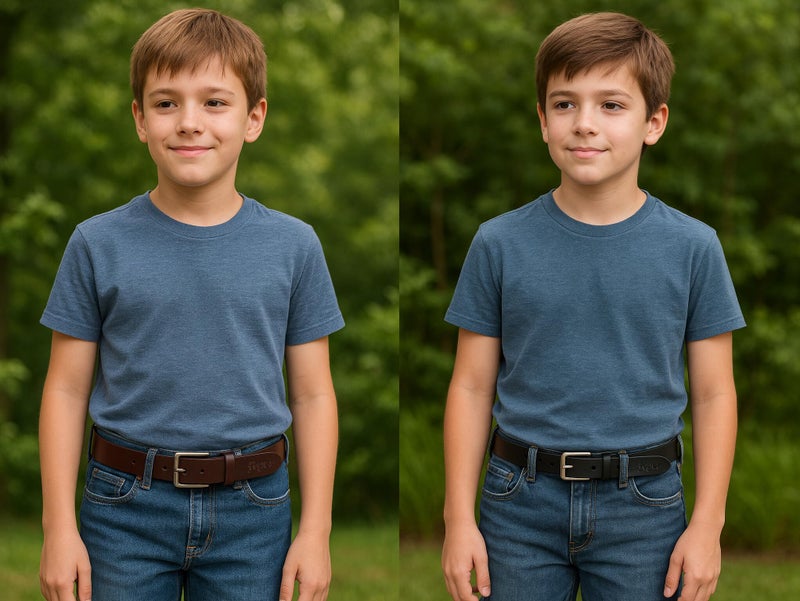 Flyer Stylish Belt for Boys 10–12 Year – Pack of 2 Black & Brown Leather Belts for 10, 10–11, 11, 11–12, 12 Year Old Kids – Jeans, Dress, School Use belt combo BL-BR-4579 - Image 5