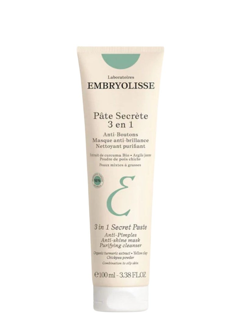 Embryolisse Embryolisse 3 in 1 Secret Paste Daily Purifying Cleanser, Anti-Shine & Anti-Blemish Mask 100ml  - Image 1