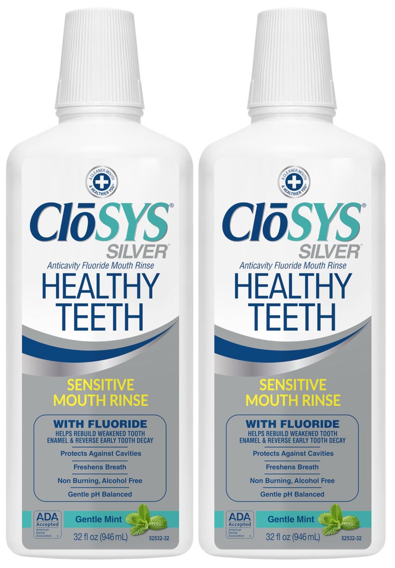 Closys Healthy Teeth Anti-Cavity Oral Rinse Mouthwash with Fluoride, Non-Burning, Non-Irritating – 32 Fl Oz (Twin Pack) - Image 1