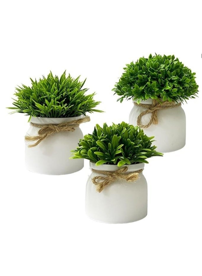 Artificial plants, 4-piece set of small jute rope potted plants, for home, office, desk, and bathroom decoration - Image 2