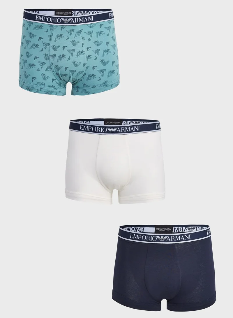 EMPORIO ARMANI 3 Pack Logo Band Assorted Trunks
