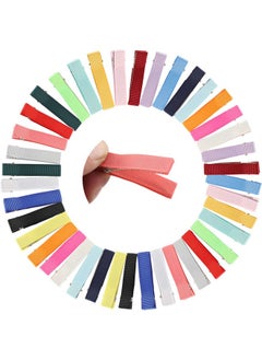 Lawie 40 Pack Bulk 5 Cm 2 Inch Ribbon Grosgrain Cloth Fabric Cover Fully Lined Small Metal Alligator Duckbill Hair Clips Mini Soft Barrettes Hair Pins Crafting Diy Hair Bows Accessories For Baby Girl Kids  - Image 1