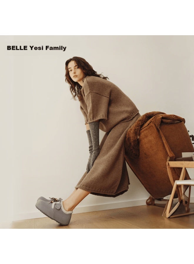 Belle Zhou Yutong Pinecone Toast Birkenstock Women's Cotton Shoes Winter Furry Thick Sole B2831dm5 Gray 37 - Image 1