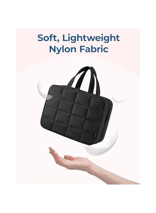 HOOKOR Travel Toiletry Bag with Jewelry Organizer, Hanging Makeup Cosmetic Bag, Puffy Carry-On Travel Accessories Essentials, Large Black Organizer for Toiletries and Jewelry (Black, 28 * 12 * 20CM) - Image 2