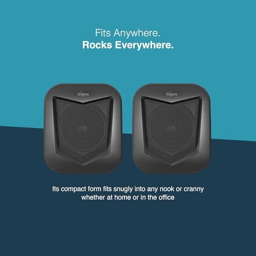 FINGERS DeskSound 2.0 USB Powered Multimedia 2.0 Speakers with Inline Volume Controller and Simple Plug-n-Play (Midnight Black) - Image 5