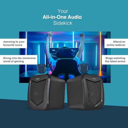 FINGERS DeskSound 2.0 USB Powered Multimedia 2.0 Speakers with Inline Volume Controller and Simple Plug-n-Play (Midnight Black) - Image 4