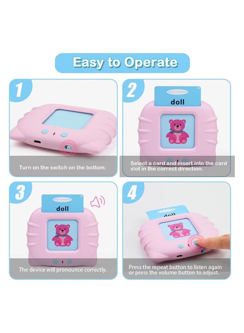 ايه دبليو اتش  لعبة تعليمية Topcolor للأطفال، استمع وتعلم بطاقات فلاش مسموعة للأطفال الصغار 1 2 3 4 5 6 سنوات، جهاز البطاقات التعليمية للأولاد والبنات مع 112 قطعة... - Image 2