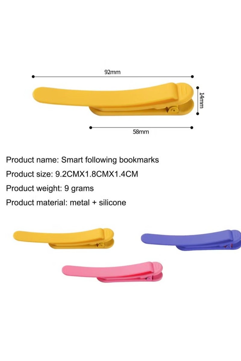 3pcs Smart Clip Bookmark,Silicone Pagekeeper Book Mark This smart bookmark helps you mark book pages and insert them into novels suitable for students, writers, readers, etc. - Image 5