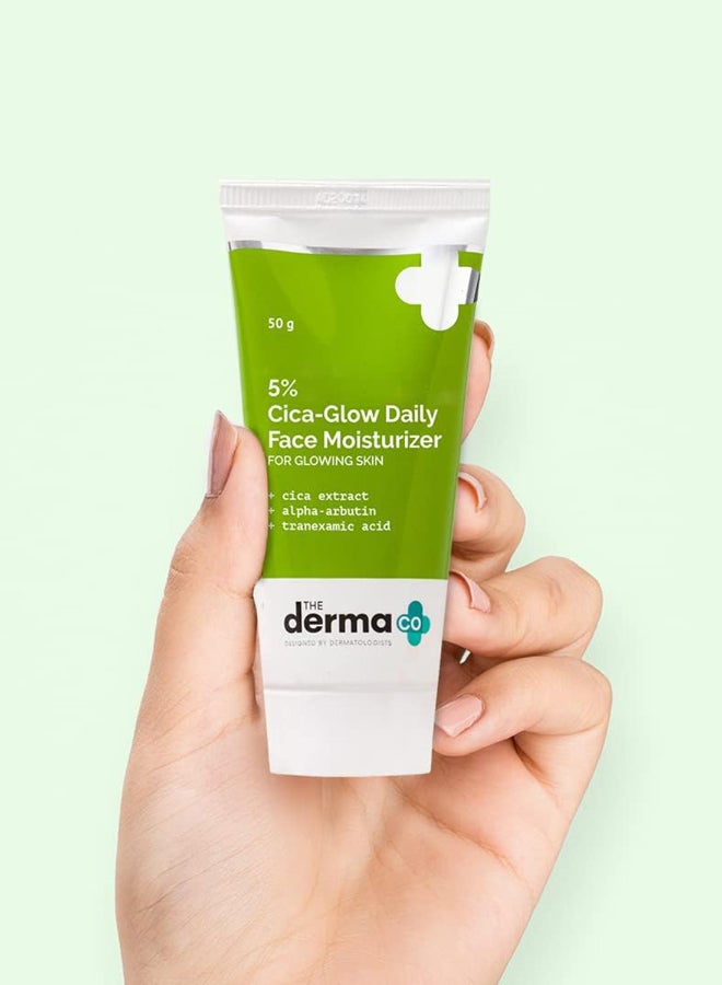 THE derma Co مرطب يومي للوجه بتركيز 5% سيكا-غلو مع ألفا أربوتين وحمض ترانيكساميك لبشرة متألقة، لوشن - 50 جرام - Image 2