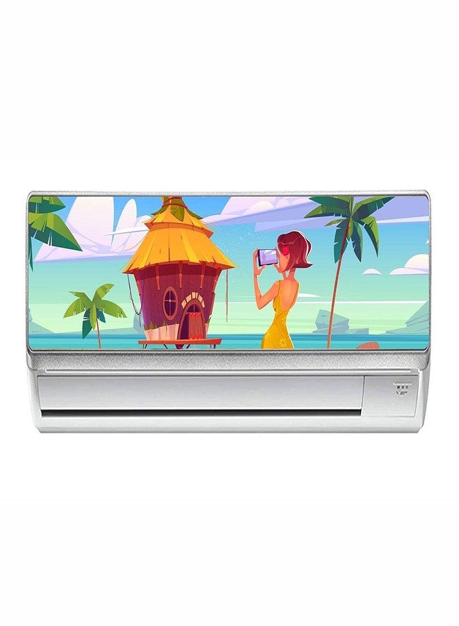 CVANU Alluring Nature with Girl AC Sticker Vinyl PVC Size(90CM X 20CM) Multicolor - Image 1