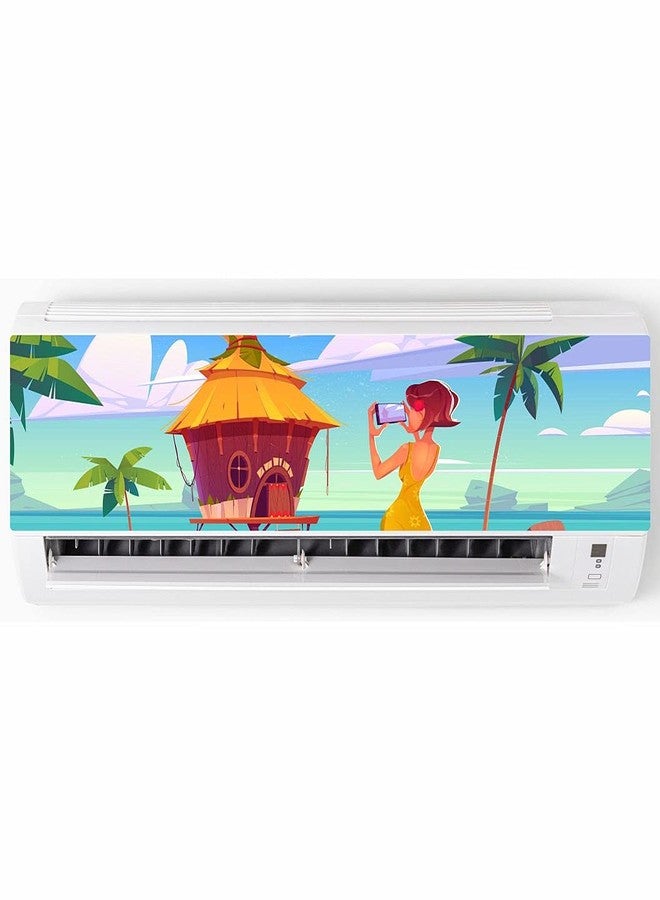 CVANU Alluring Nature with Girl AC Sticker Vinyl PVC Size(90CM X 20CM) Multicolor - Image 2