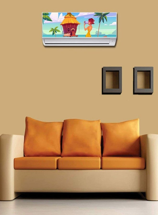 CVANU Alluring Nature with Girl AC Sticker Vinyl PVC Size(90CM X 20CM) Multicolor - Image 4
