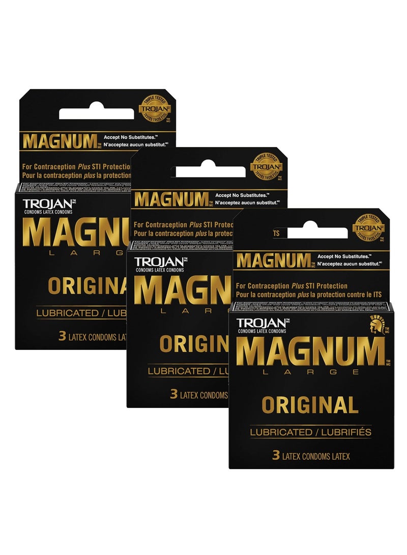 TROJAN Magnum Original Lubricated Latex Condoms 9 Count - Image 1