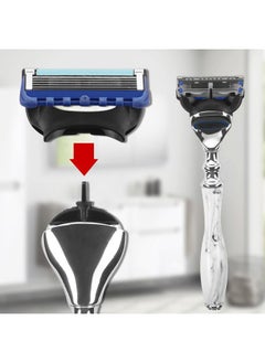 Linkidea Razor Handle, Men's Shaving Razor Replacement Handle, Shaver Handle Compatible with Fusion 5 Proshield & Proglide Blade Refill  - Image 4