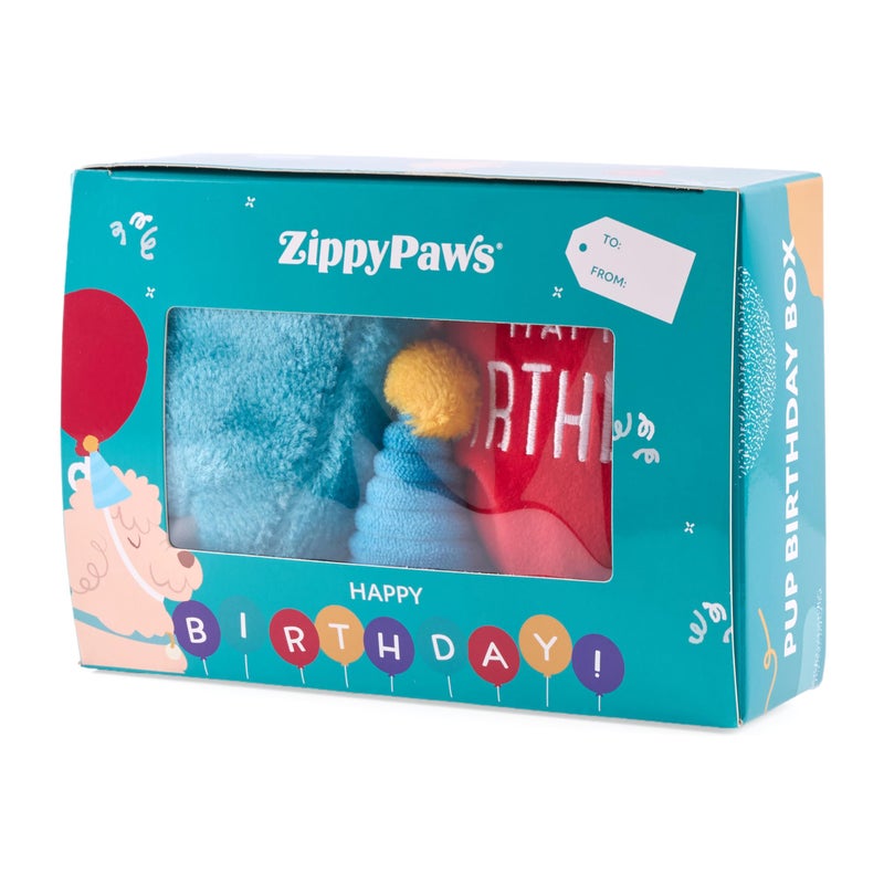 ZippyPaws Birthday Box Dog Squeaky Toys to Keep Them Busy Funny Food Plush for Small Medium Large Dogs Cute Stuffed Puppy Toy Hat Pet Products Gift for Dogs of All Breeds 3Pack - Image 2