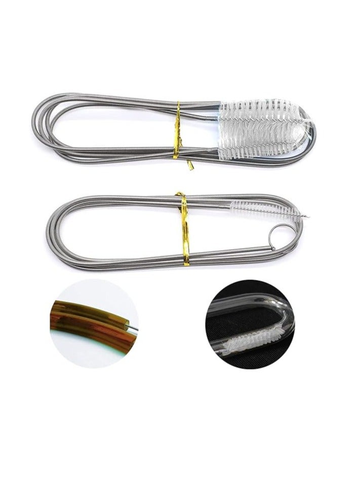 Excefore Tube Cleaning Brushes, Flexible Refrigerator Scrub Brush, Drain Pipe Cleaning Kit Stainless Steel Nylon Flexible Drain Tube Cleaning Brushes for Home Kitchen (2 Pcs) - Image 1