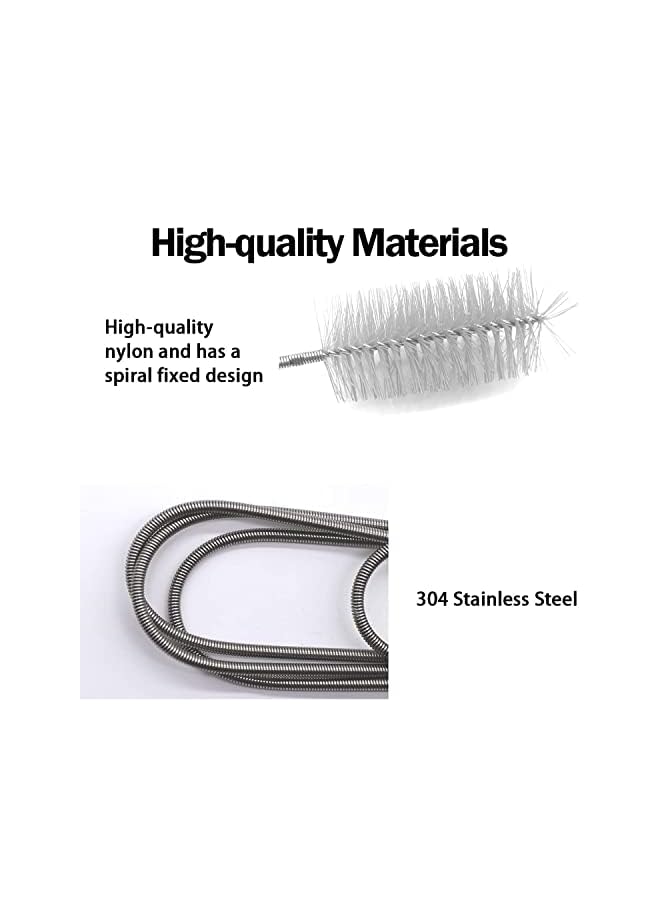 Excefore Tube Cleaning Brushes, Flexible Refrigerator Scrub Brush, Drain Pipe Cleaning Kit Stainless Steel Nylon Flexible Drain Tube Cleaning Brushes for Home Kitchen (2 Pcs) - Image 2