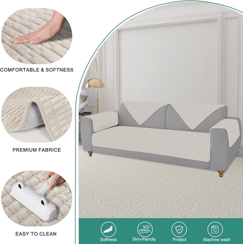 Foxdecor Couch Cover Sofa Covers Washable, Dog Bed Cover Couch Covers for 3 Cushion Couch Sofa Pet Friendly, Dog Couch Cover Furniture Covers for Pets.(Cream 58x82 inch) - Image 3