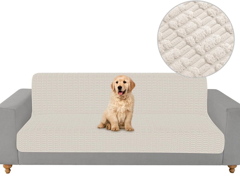 Foxdecor Couch Cover Sofa Covers Washable, Dog Bed Cover Couch Covers for 3 Cushion Couch Sofa Pet Friendly, Dog Couch Cover Furniture Covers for Pets.(Cream 58x82 inch) - Image 1