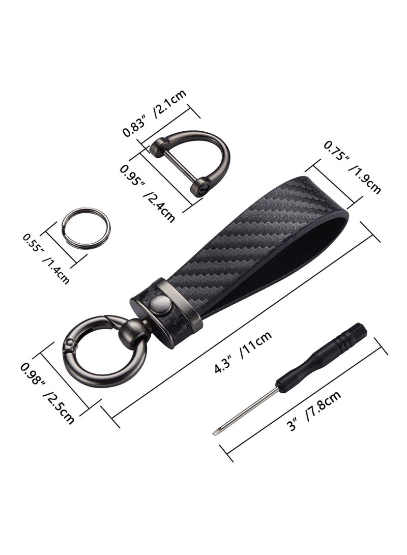 Y&D Carbon Fiber Style Car Keychain Microfiber Leather Key Chain Universal Chains for Fobs Men and Women - Image 4