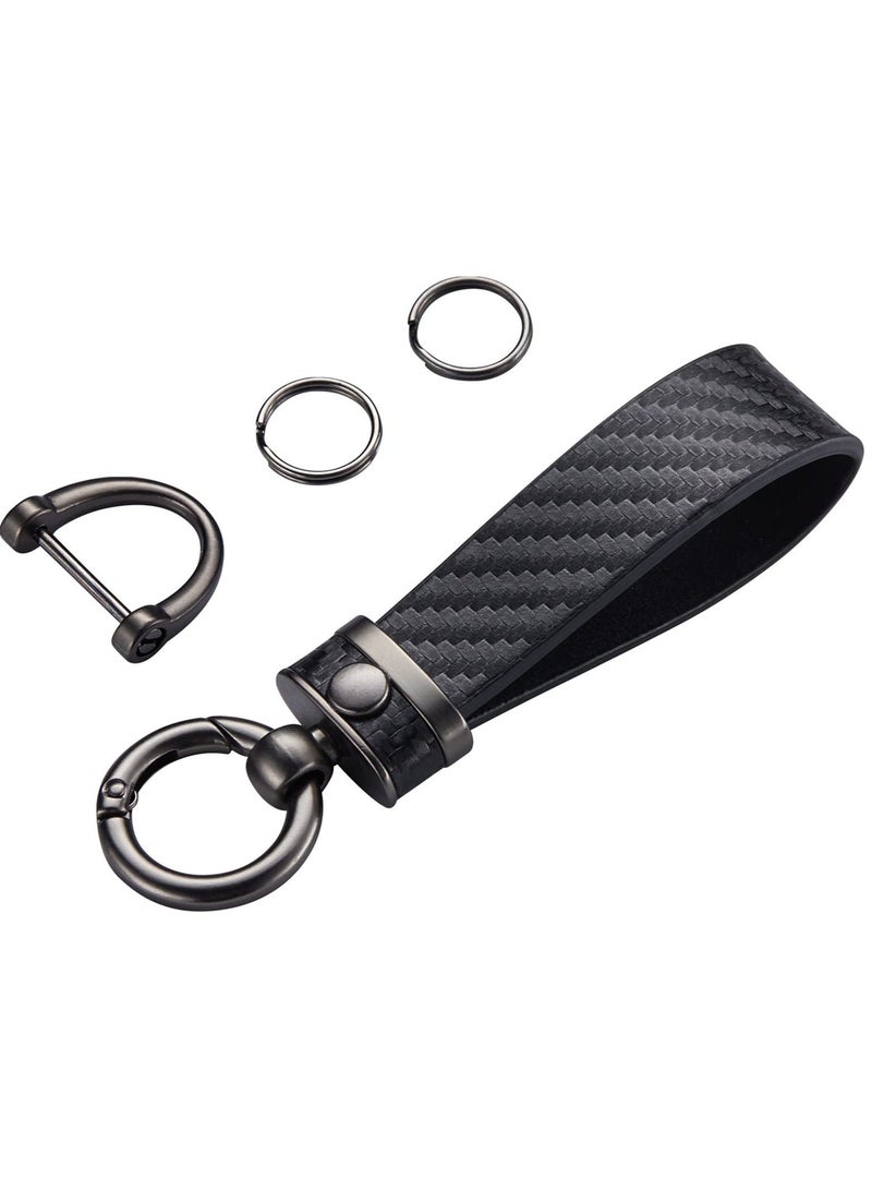 Y&D Carbon Fiber Style Car Keychain Microfiber Leather Key Chain Universal Chains for Fobs Men and Women - Image 5