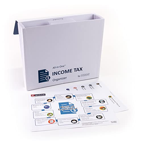 Smead All-in-One Income Tax Organizer, 12 Pockets, Flap and Cord Closure, Letter Size, Navy/White (70660) - Image 2