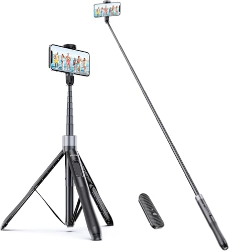 ATUMTEK 60" Selfie Stick Tripod, All in One Extendable Phone Tripod Stand with Bluetooth Remote 360° Rotation for iPhone and Android Phone Selfies, Video Recording, Vlogging, Live Streaming, Black - Image 1