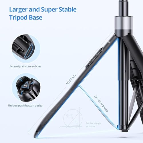 ATUMTEK 60" Selfie Stick Tripod, All in One Extendable Phone Tripod Stand with Bluetooth Remote 360° Rotation for iPhone and Android Phone Selfies, Video Recording, Vlogging, Live Streaming, Black - Image 5
