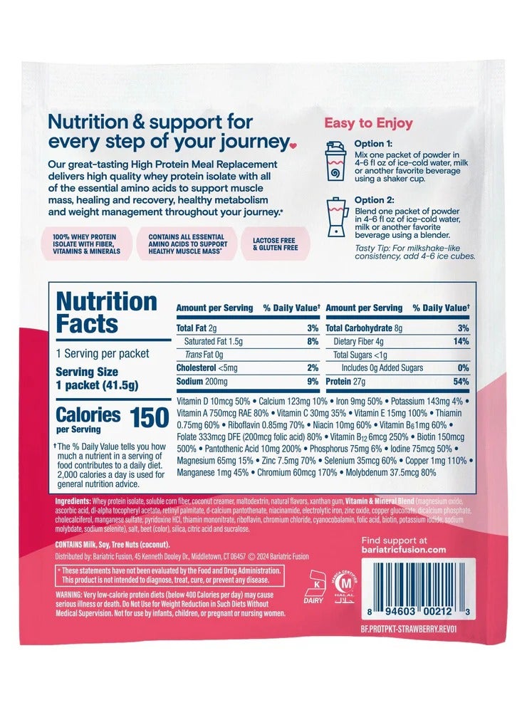 Bariatric Fusion Strawberry High Protein Meal Replacement - Single Serve Packet 42.1  - Image 4