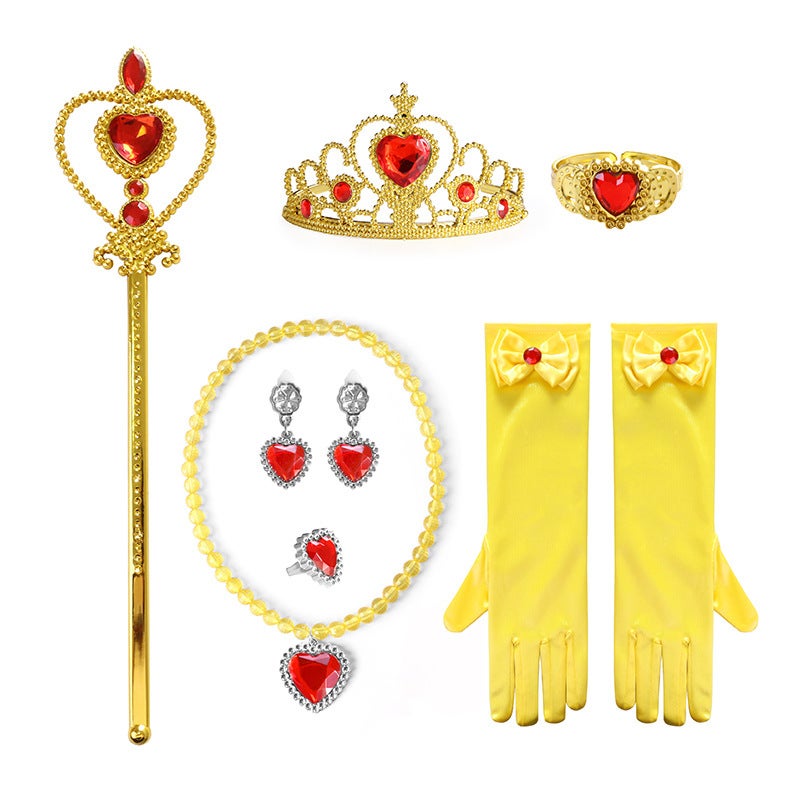 Generic Frozen Princess Heart Necklace Set F23 yellow suit