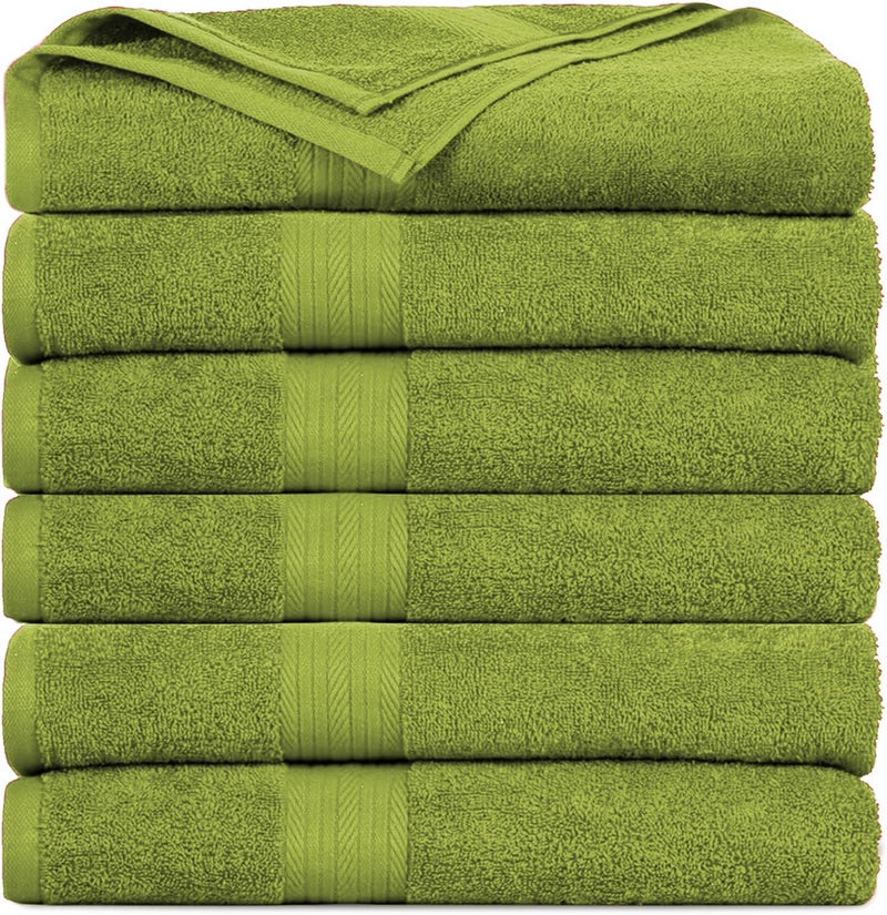 Vocal Store Ultra Soft, Super Absorbent, 100% Cotton 6 Piece Bath Towel Set, 600 GSM, 30 inch x 60 inch (Green, Set of 6) TW-V04-GRE-6 - Image 1