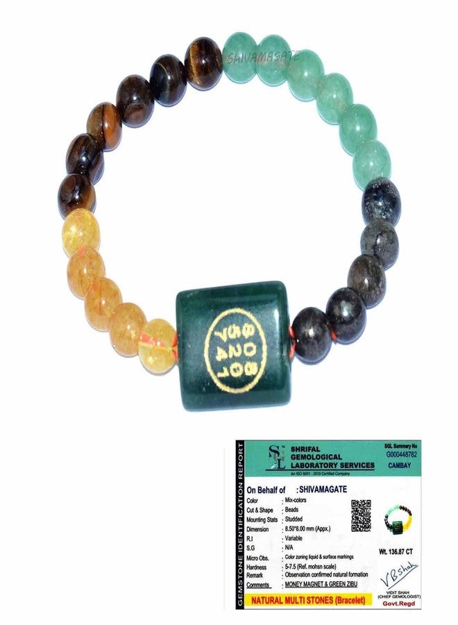 SHIVAMAGATE Money Magnet Natural Green Zibu Single Bracelet | Numerical Numbers 808,520,741 | Zibu Bracelet for Men and Women | Unisex | Green Colour | Money | Prosperty | Wealth - Image 1