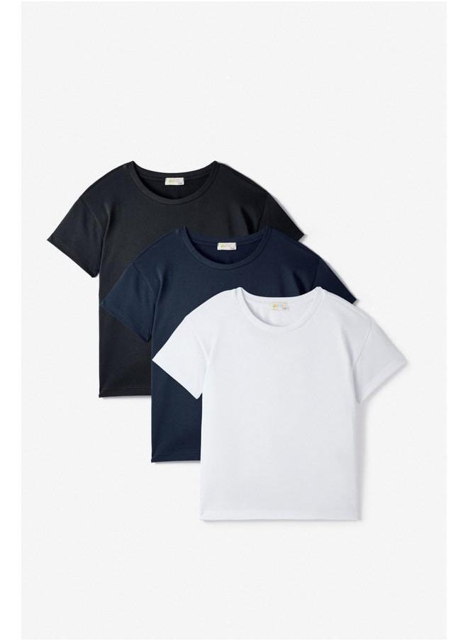 JUNE June Kids 3-Pack Basic Tshirt White - Black - Navy  - Image 1