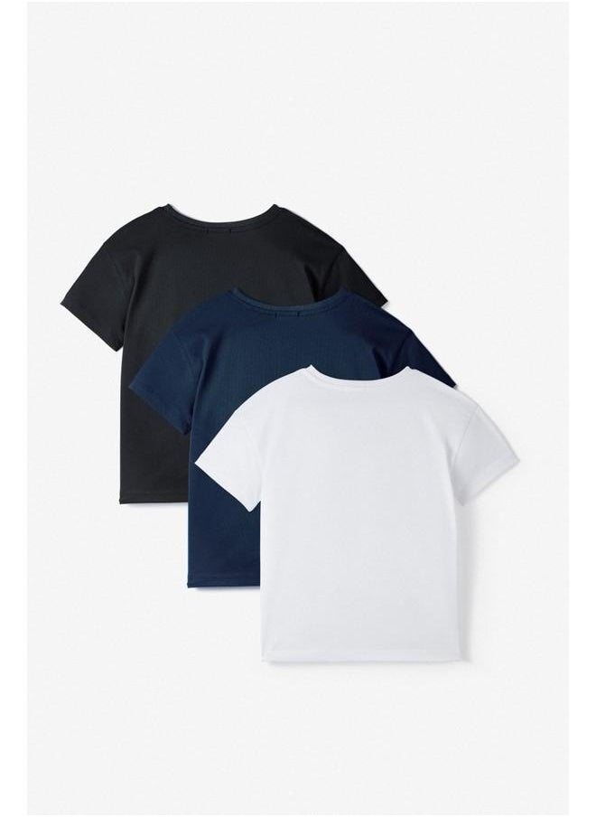JUNE June Kids 3-Pack Basic Tshirt White - Black - Navy  - Image 2