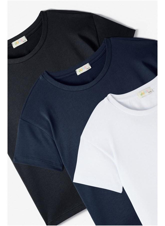 JUNE June Kids 3-Pack Basic Tshirt White - Black - Navy  - Image 3