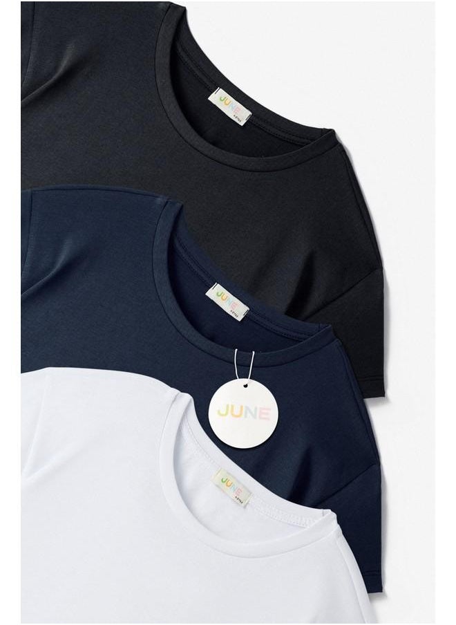 JUNE June Kids 3-Pack Basic Tshirt White - Black - Navy  - Image 4