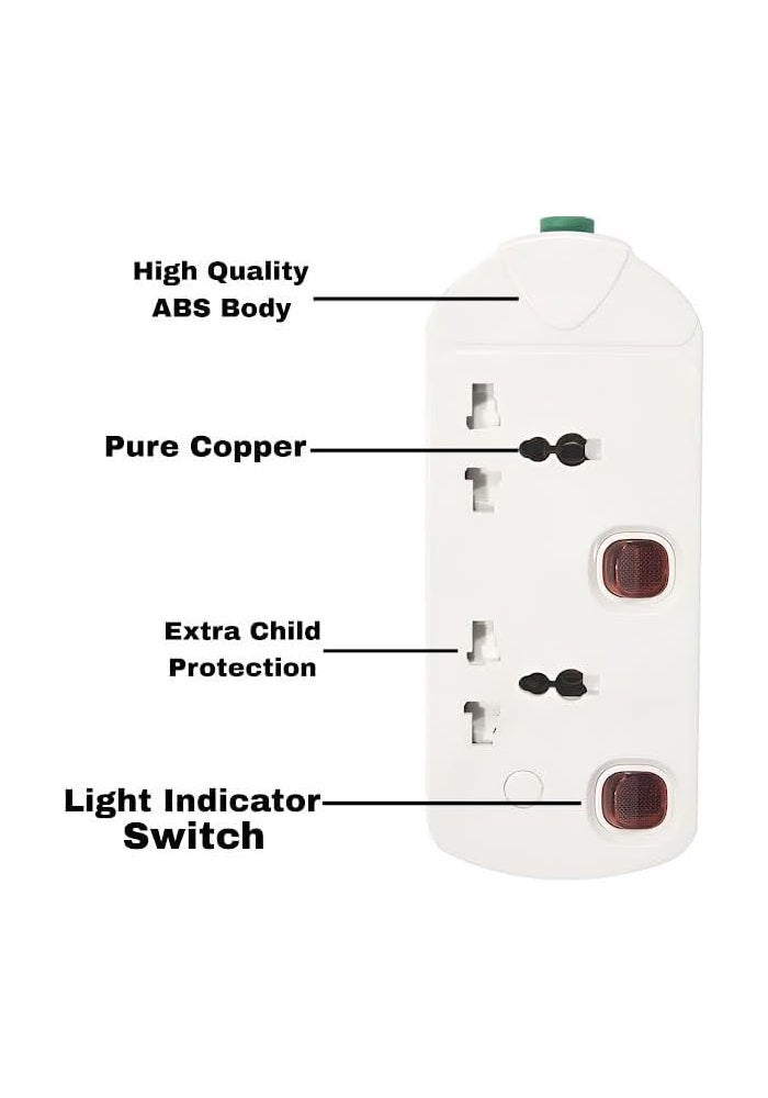 Extension Cord with Individual Switches & Indicator, Multi-Plug Socket, Surge Protection, Heavy-Duty Extension Cord for Home & Office (2-WAY, 5-MTR) - Image 2