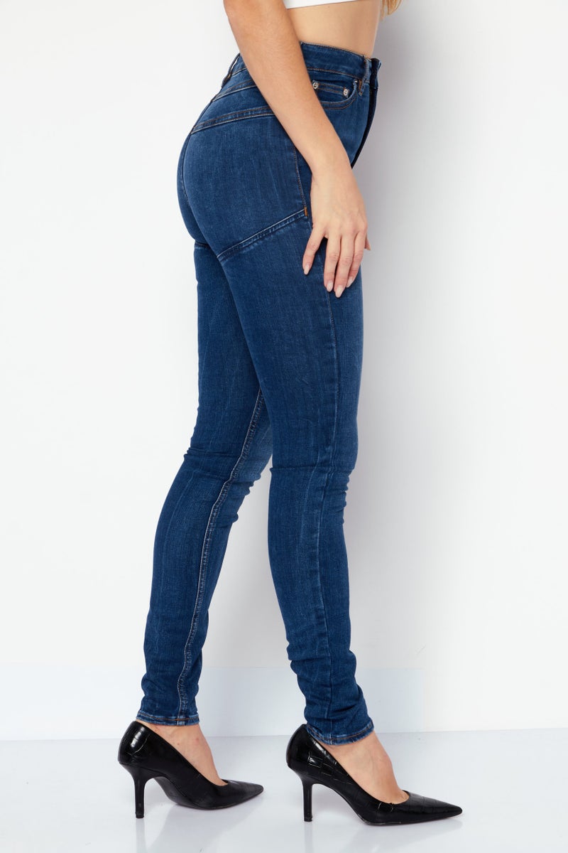 ASOS جينز دنيم ضيق للنساء، مغسول وقابل للتمدد، أزرق - Image 3