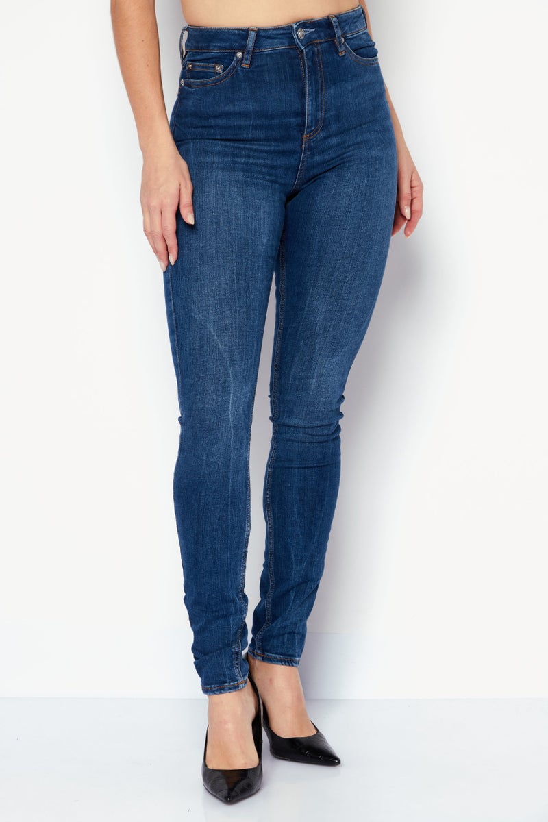 ASOS جينز دنيم ضيق للنساء، مغسول وقابل للتمدد، أزرق - Image 1