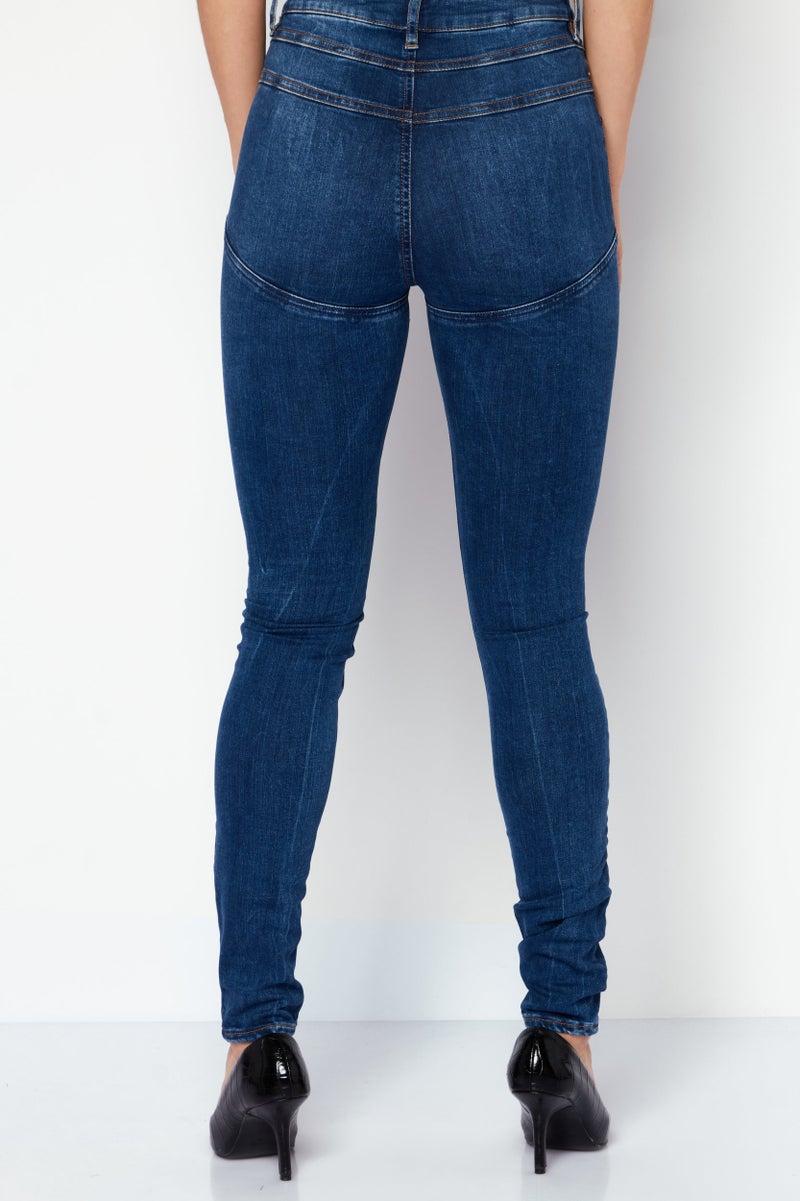 Asos Design Women Skinny Fit Washed Stretchable Denim Jeans, Blue - Image 4