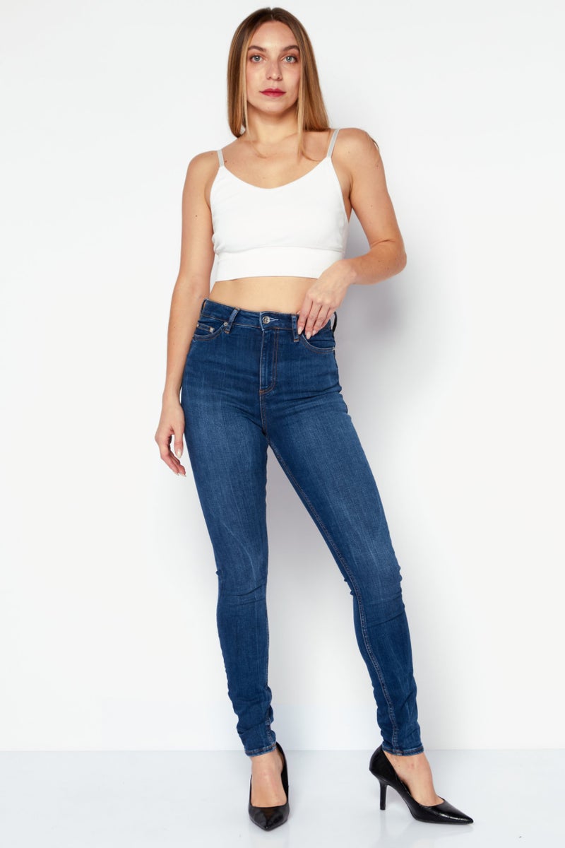 Asos Design Women Skinny Fit Washed Stretchable Denim Jeans, Blue - Image 4