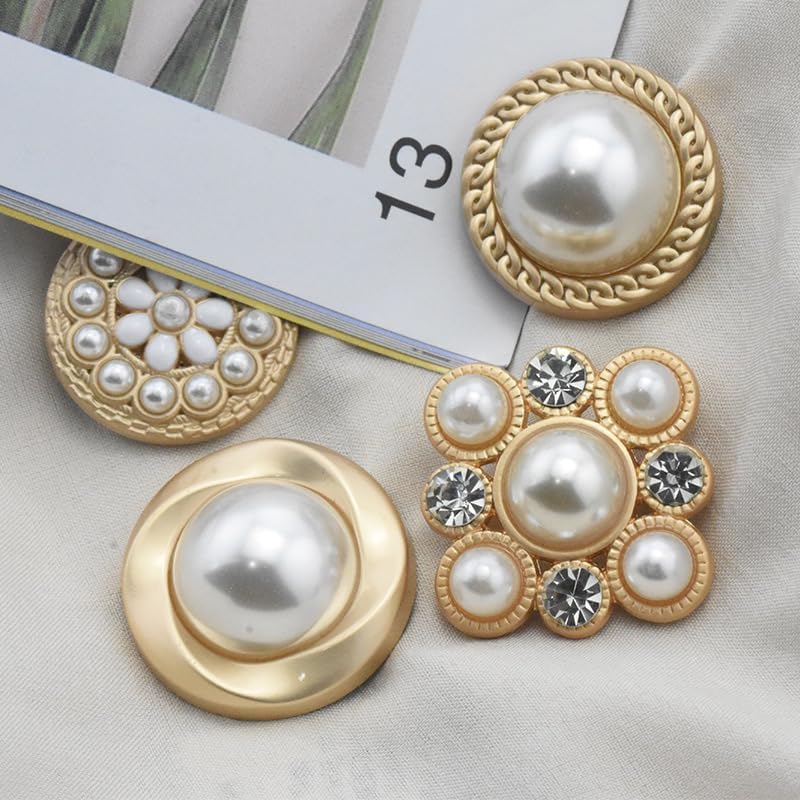 18-25MM 10PCS Coat Pearl Flower Buttons Coat Pearl Buttons for Sewing White Flat(5# Style,36L=23.0MM) - Image 3