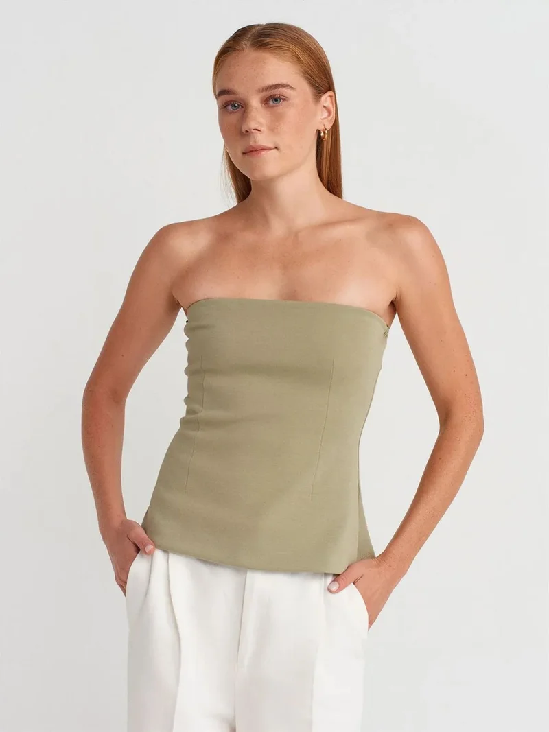 ديلفين Dilvin Strapless Slim-fit Bandeau Blouse