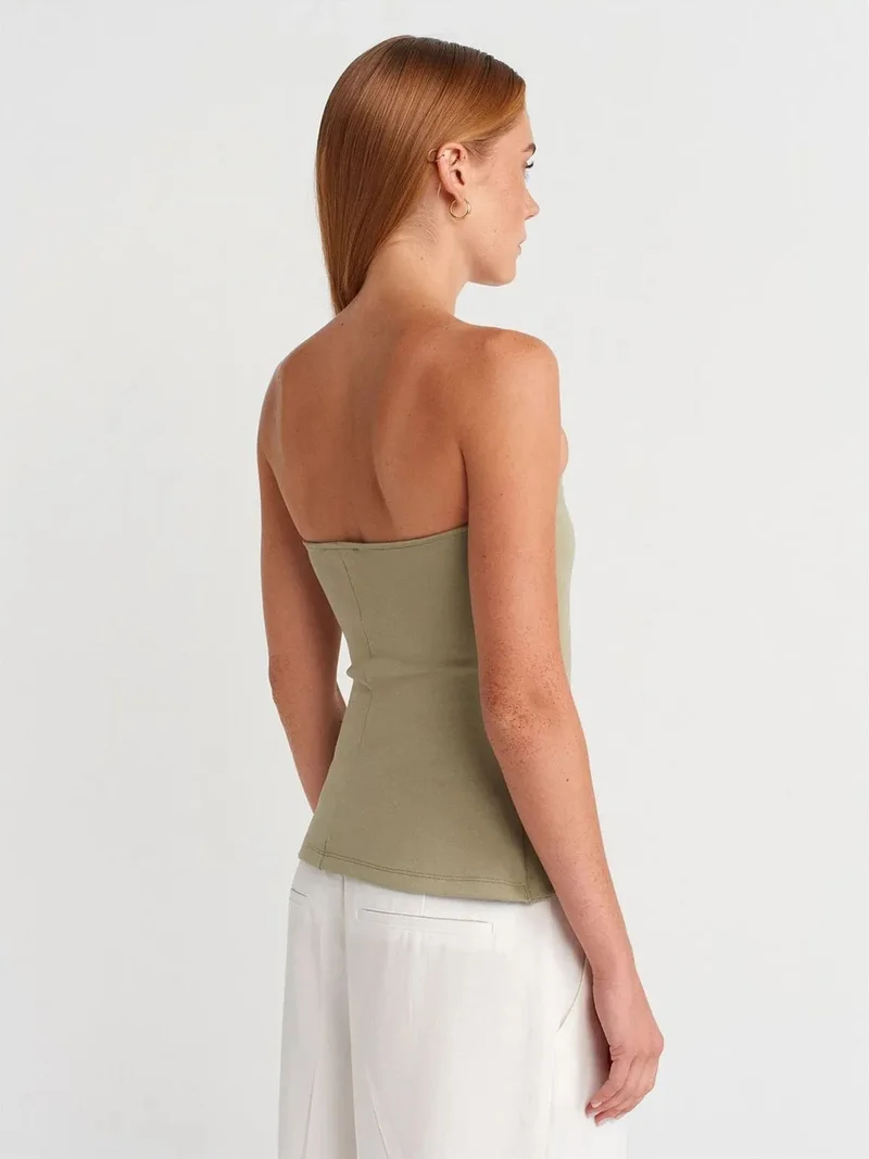 ديلفين Dilvin Strapless Slim-fit Bandeau Blouse