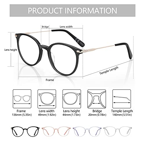 ZENOTTIC Round Optical Glasses Transparent Frame Clear Lens Eyewear Non-prescription Eyeglasses for Women - Image 4