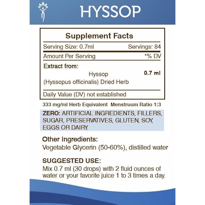 Secrets of the Tribe Hyssop Alcohol-Free Liquid Extract, Hyssop (Hyssopus officinalis) Dried Leaf and Flower Tincture Supplement (2 FL OZ) - Image 4