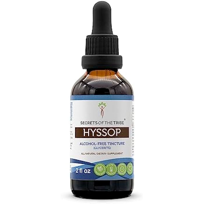 Secrets of the Tribe Hyssop Alcohol-Free Liquid Extract, Hyssop (Hyssopus officinalis) Dried Leaf and Flower Tincture Supplement (2 FL OZ) - Image 1