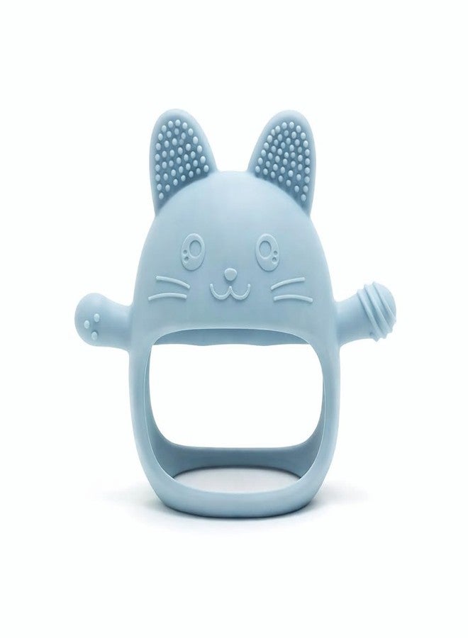 Lyrovo Baby Teething Toy Silicone Teething Mitten for Babies Over 3 Months Anti Dropping Wrist Hand Teethers Baby Chew Toys for Sucking Needs, BPA Free (1, Blue) - Image 1